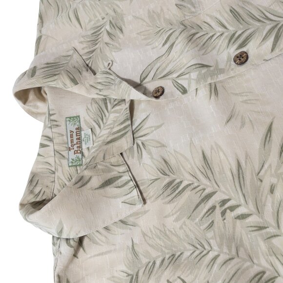 Tommy Bahama Beige Green Silk Tropical Print SZ XL Short Sleeve Button Down - Picture 9 of 12